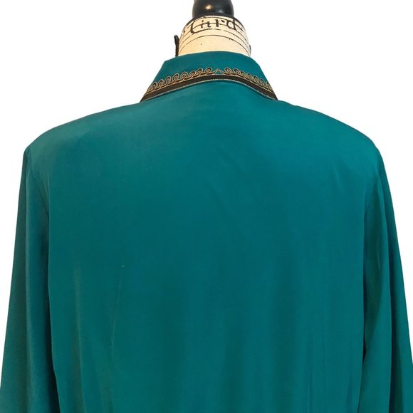 Bob Mackie Wearable Art Silk Jacket Top Tunic Sz Medium Drawstring Zip New Tags - Picture 9 of 13